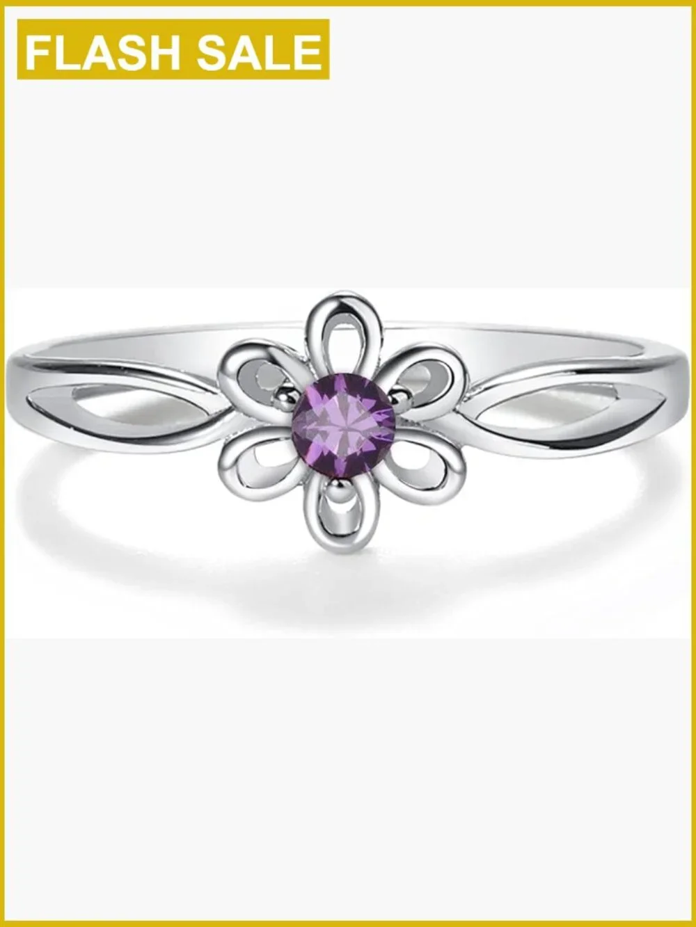 925 Sterling Silver Simulated Birthstone Flower Ring for Little Girls